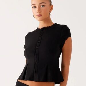 Peppermayo Black Button-Down Top